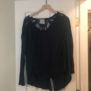 Free People Embroidered Gatsby Navy Shirt